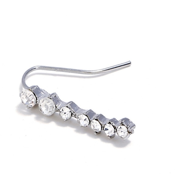 Silver Rhinestone Ear Climbers - Picture 2 of 7